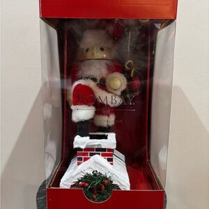 Bombay Red and White Santa Nutcracker on Chimney Holiday Figurine